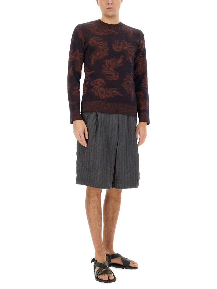 Dries van Noten Textured Jacquard Knit Sweater With Classic Fit Zwart