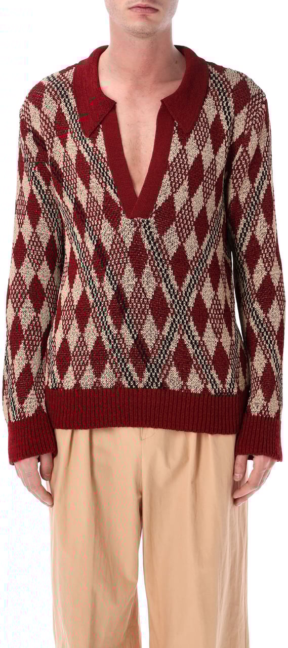 Dries van Noten Dries Van Noten Macramé polo sweater Rood