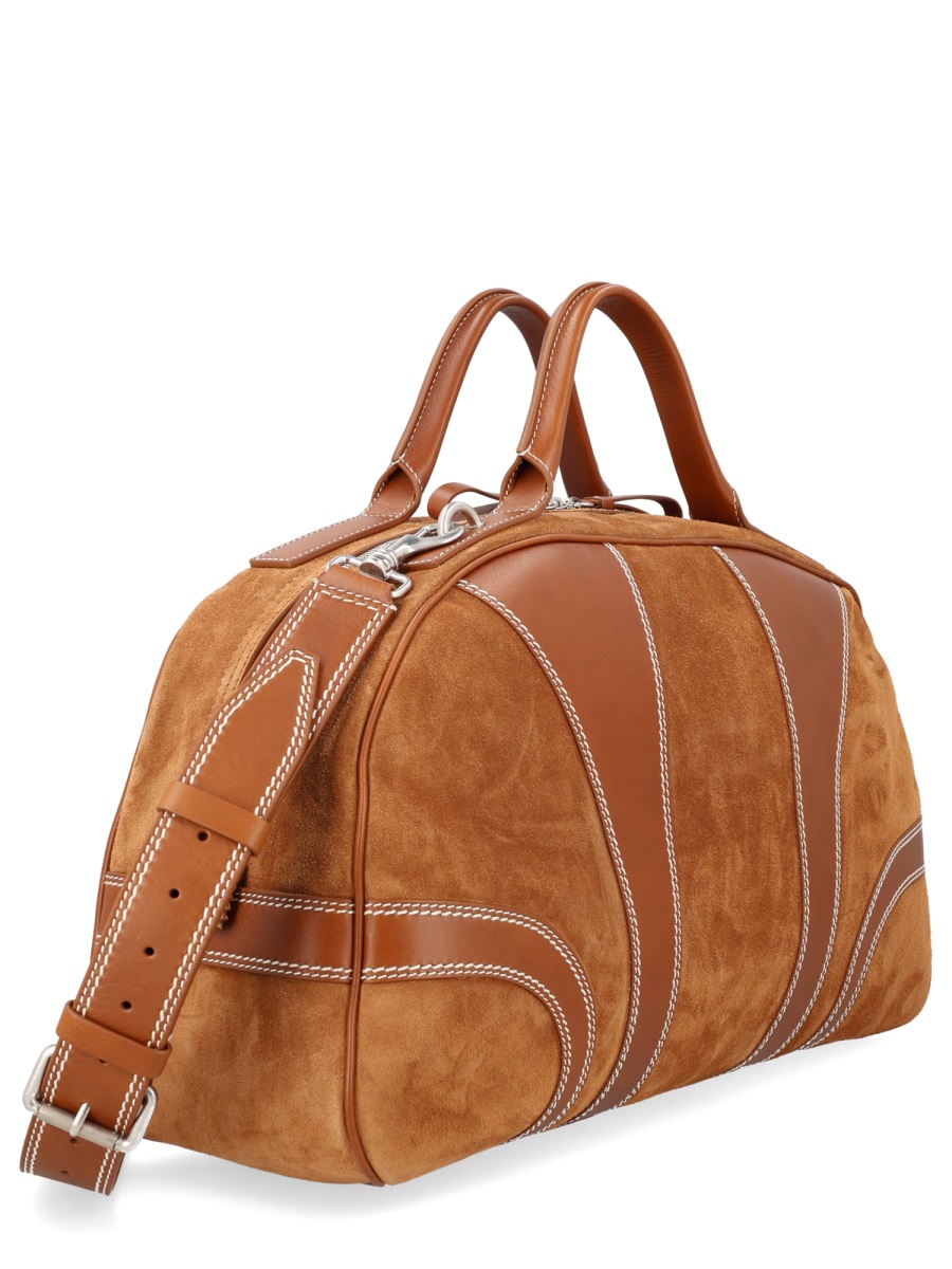 Dries van Noten Suede Leather Duffle Bag Bruin