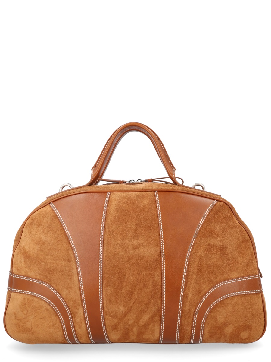 Dries van Noten Suede Leather Duffle Bag Bruin