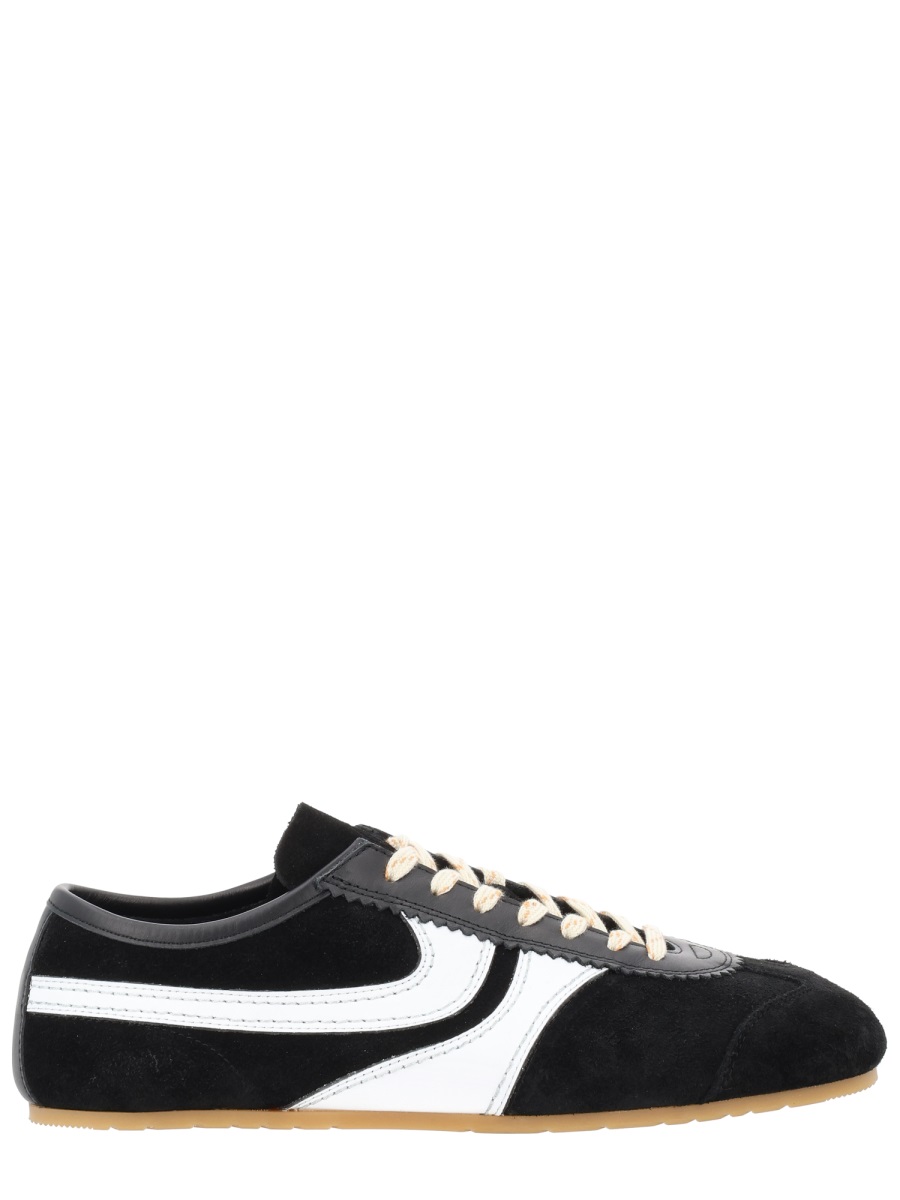 Dries van Noten Suede Leather Side Stripes Sneakers Zwart