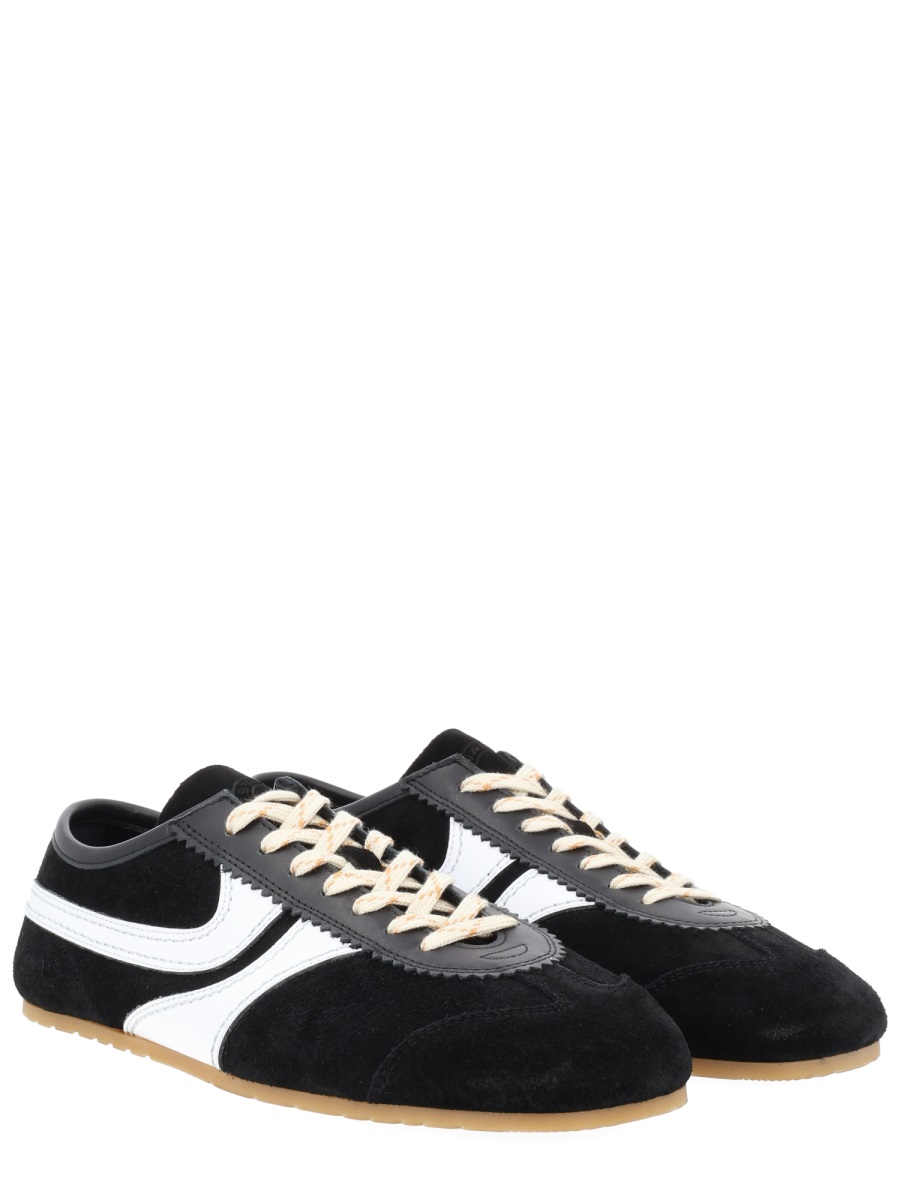 Dries van Noten Suede Leather Side Stripes Sneakers Zwart