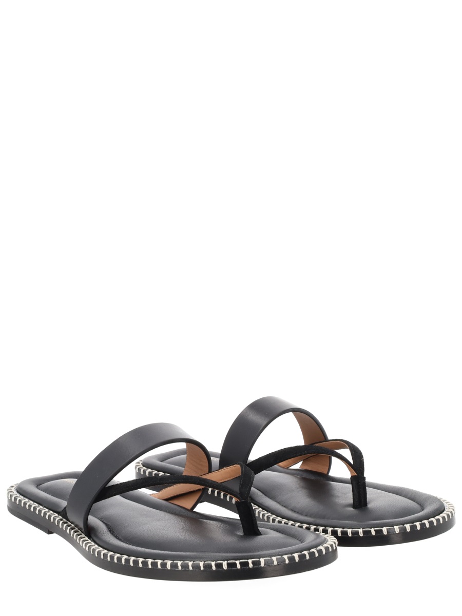 Dries van Noten Black Toe Loop Smooth Leather Sandals Grijs