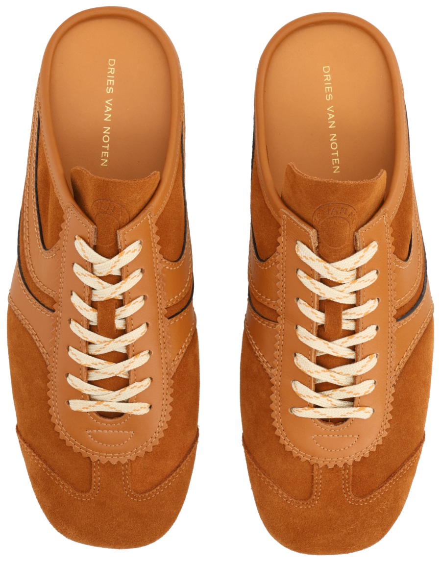 Dries van Noten Suede Leather Backless Mule Sneakers Bruin