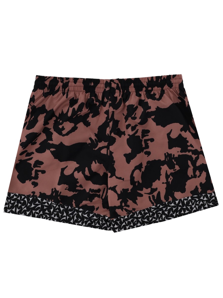 Dries van Noten Abstract Floral Polyamide Geometric Trim Swim Shorts Zwart