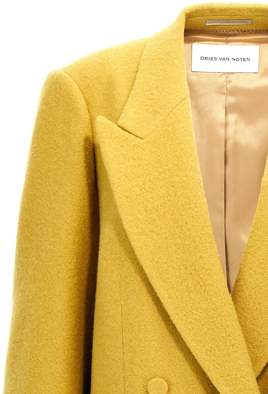 Dries Van Noten Bicolor Wool Blazer Geel