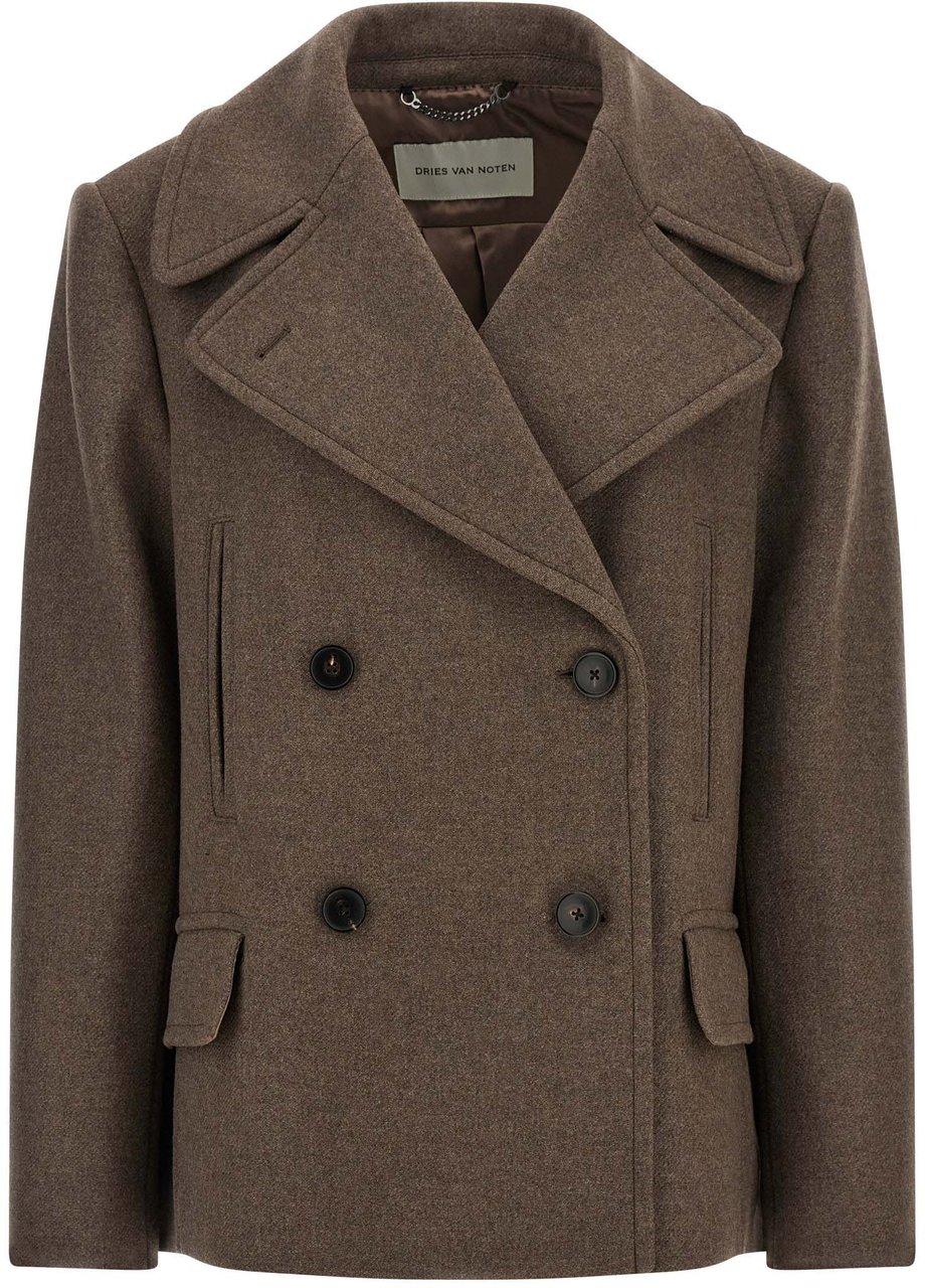 Dries Van Noten Brown Wool Coat Bruin