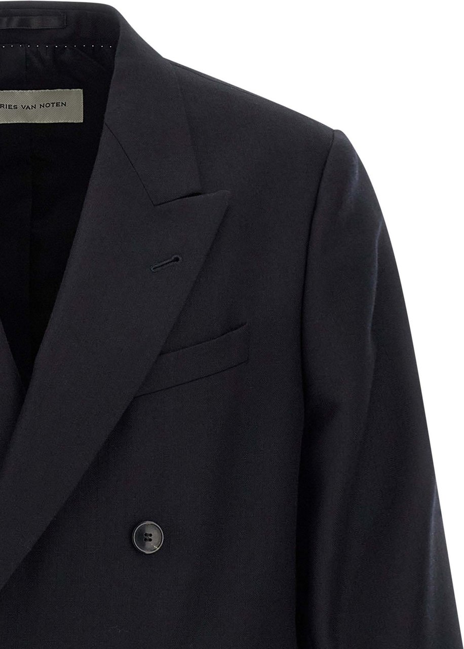Dries Van Noten Blue Wool Blazer Blauw