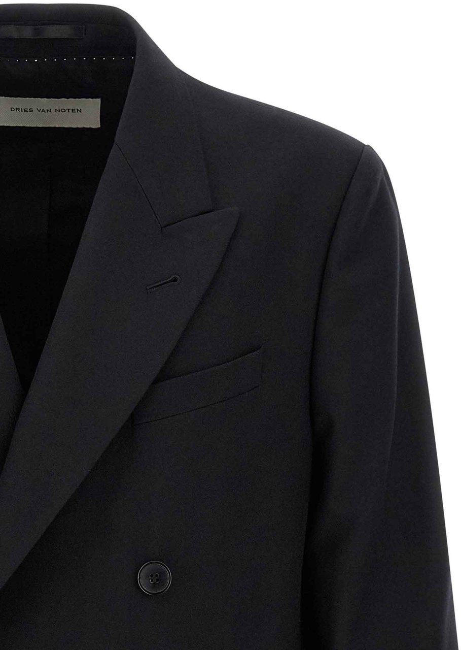 Dries Van Noten Black Wool Blazer Zwart