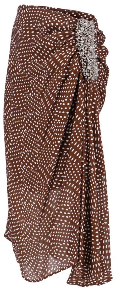 Dries van Noten Midi Skirt With Irregular Polka Dot Print Bruin