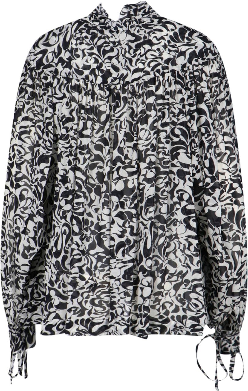 Dries van Noten Tailored Black Shirt With Structured Collar And Button-Down Front Zwart