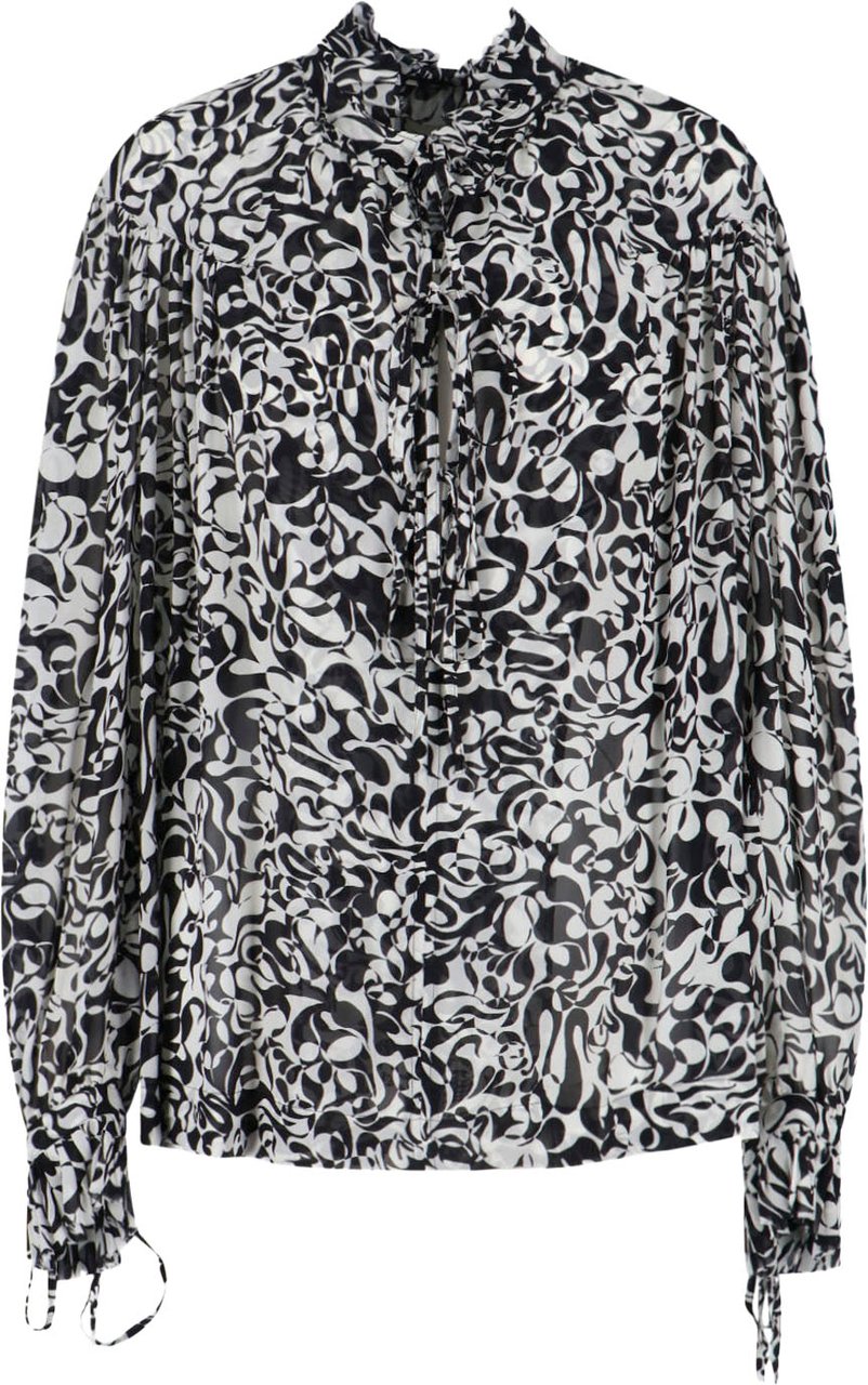 Dries van Noten Tailored Black Shirt With Structured Collar And Button-Down Front Zwart