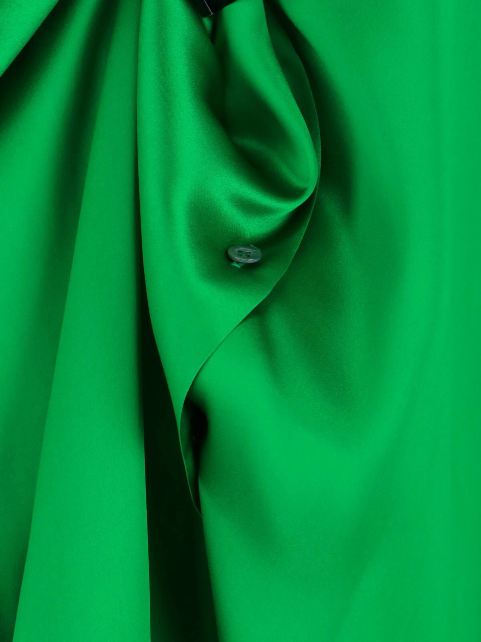 Dries van Noten Green Classic Collar Silk Shirt Dress Groen