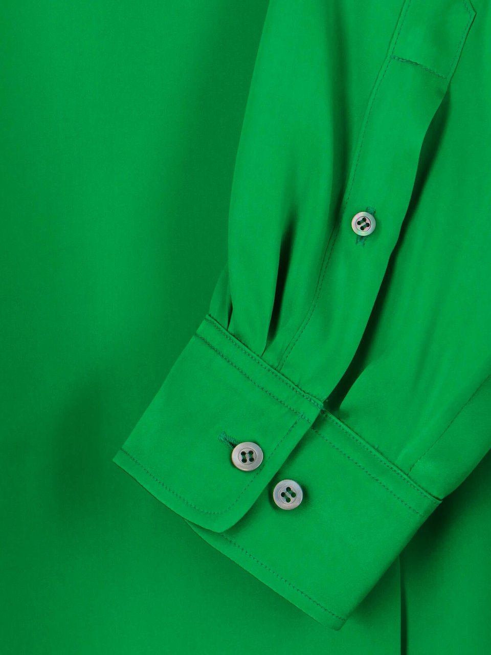 Dries van Noten Green Classic Collar Silk Shirt Dress Groen