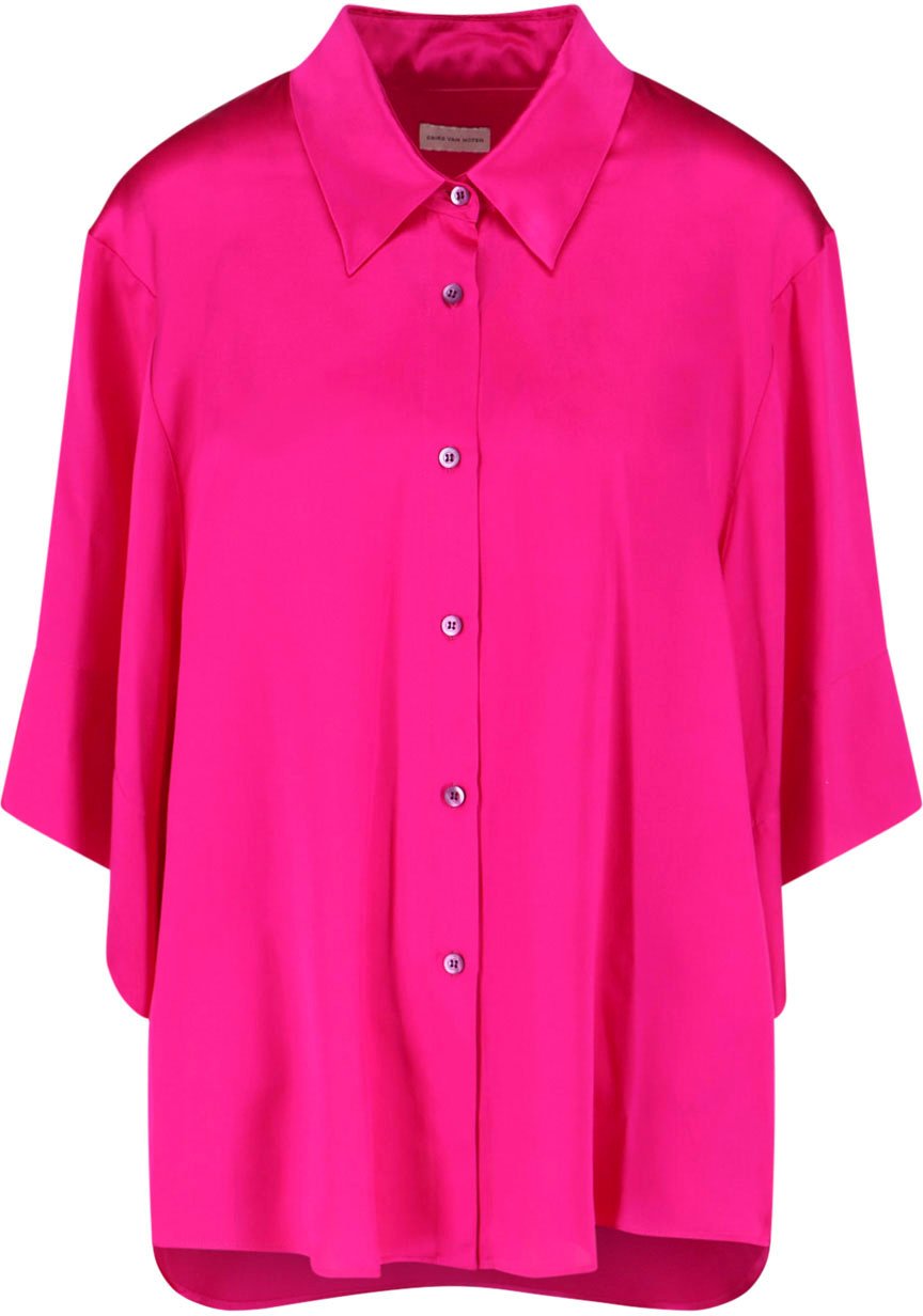 Dries van Noten Pink Clea Loose-Fitting Silk Blouse Roze