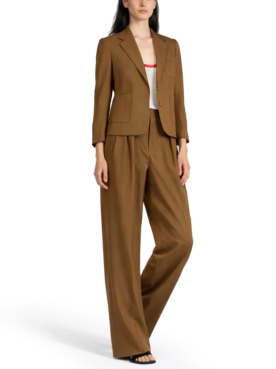 Dries van Noten Bamis Cropped Wool-Blend Vertical Stripes Jacket Rood