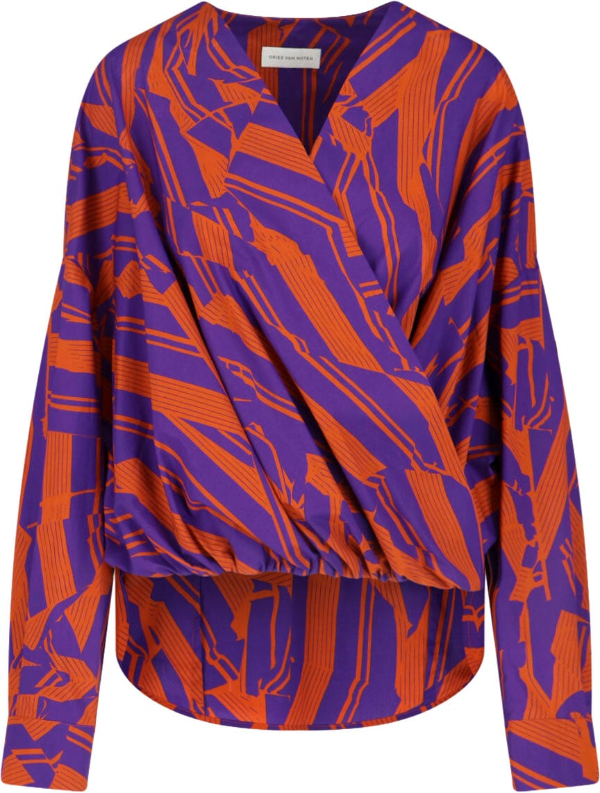 Dries van Noten Vibrant Orange Button-Down Shirt With Structured Collar Divers