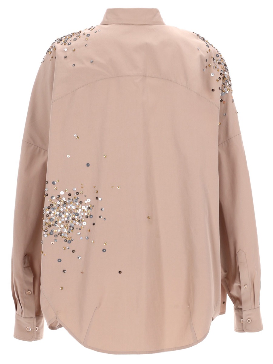 Dries van Noten Casia Rhinestones Oversized Relaxed Shirt Neutraal