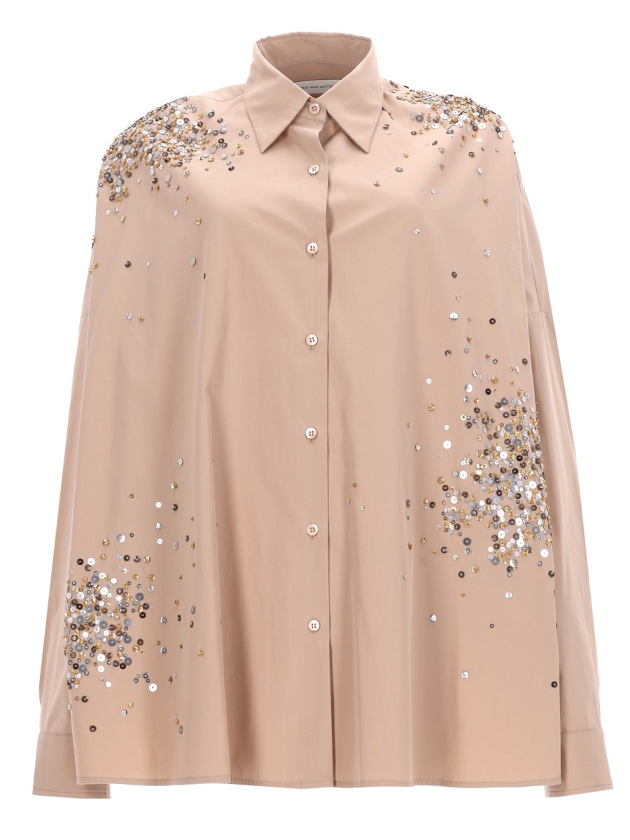 Dries van Noten Casia Rhinestones Oversized Relaxed Shirt Neutraal