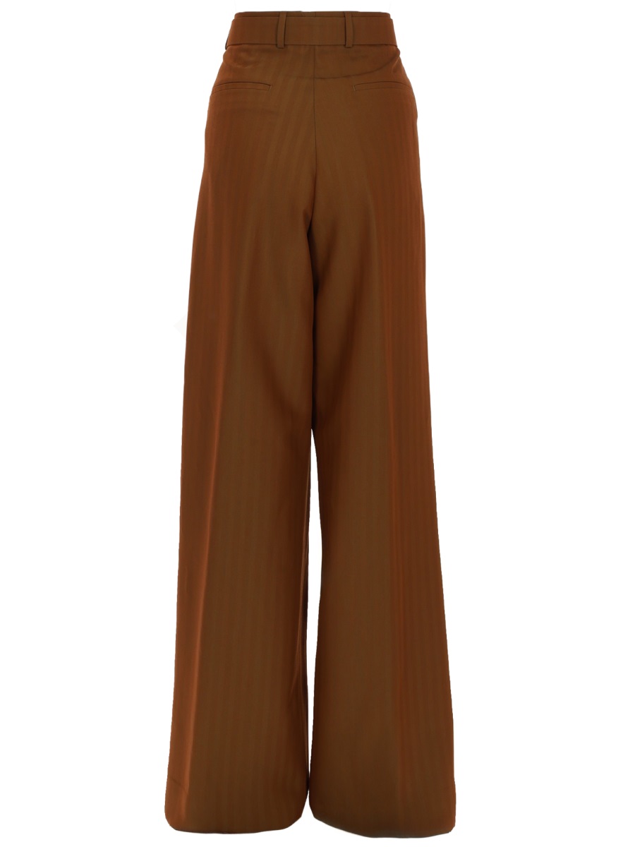 Dries van Noten Neutral Wide-Leg Belted Wool-Blend Formal Pants Rood