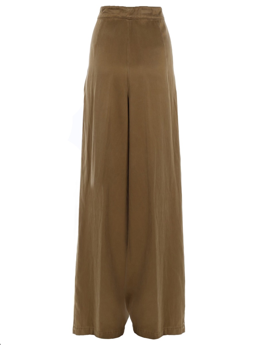 Dries van Noten Wide-Leg Front Pleats Cupro Trousers Pants Bruin