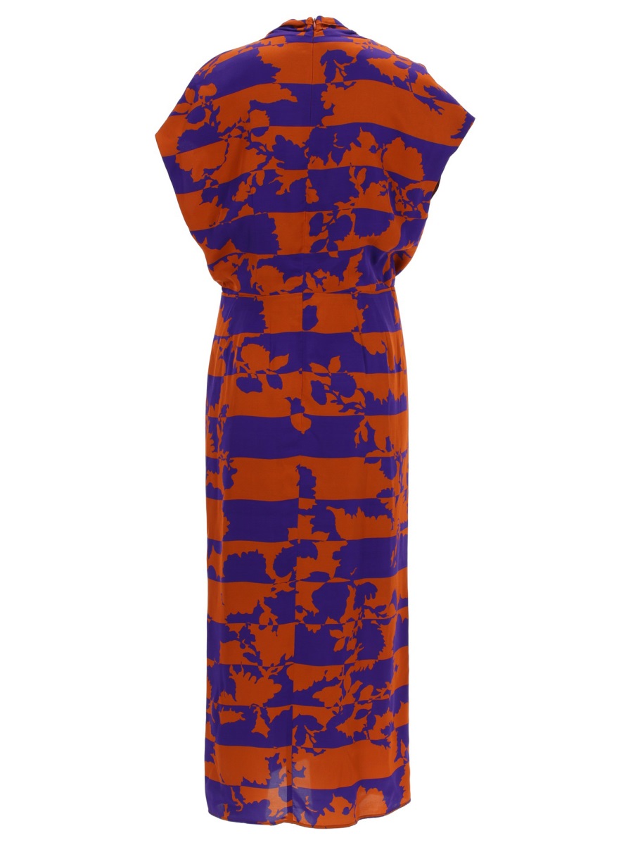 Dries van Noten Vibrant Orange Dilian Floral Midi Dress Rood