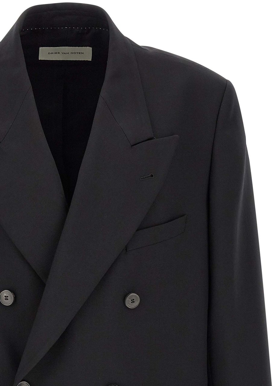 Dries Van Noten Black Wool Blazer Zwart