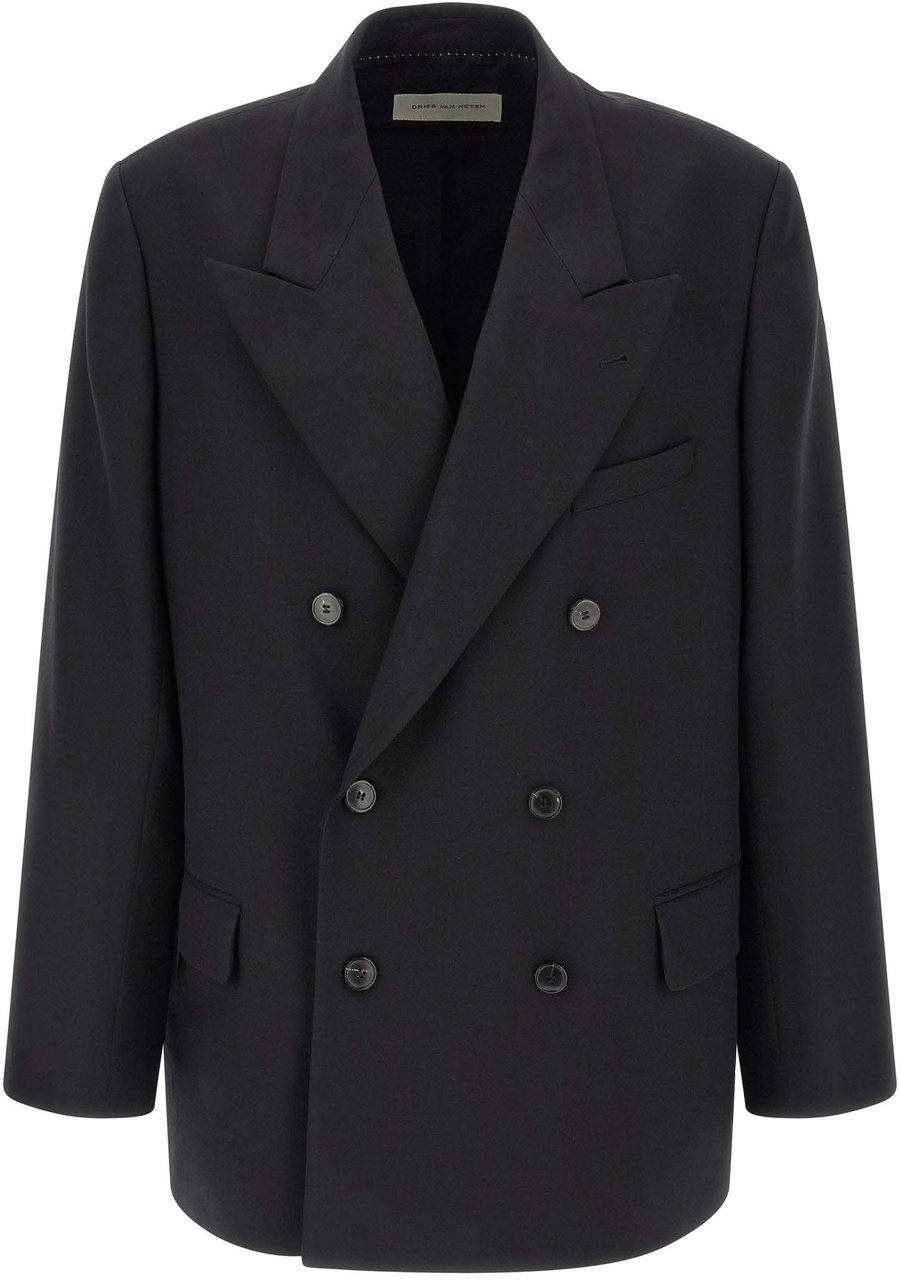 Dries Van Noten Black Wool Blazer Zwart