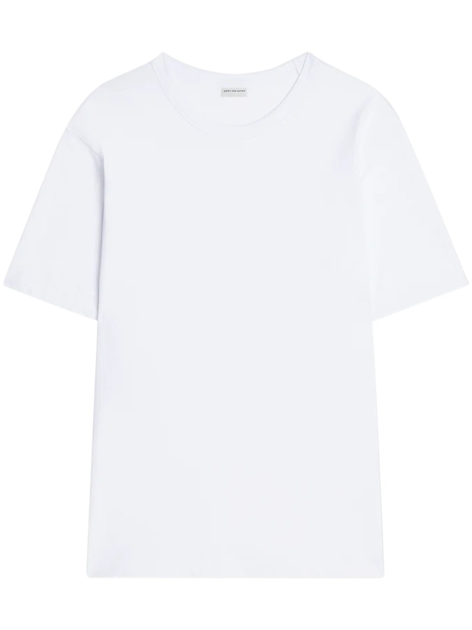 Dries van Noten Plain White Short-Sleeve T-Shirt with Relaxed Fit Wit