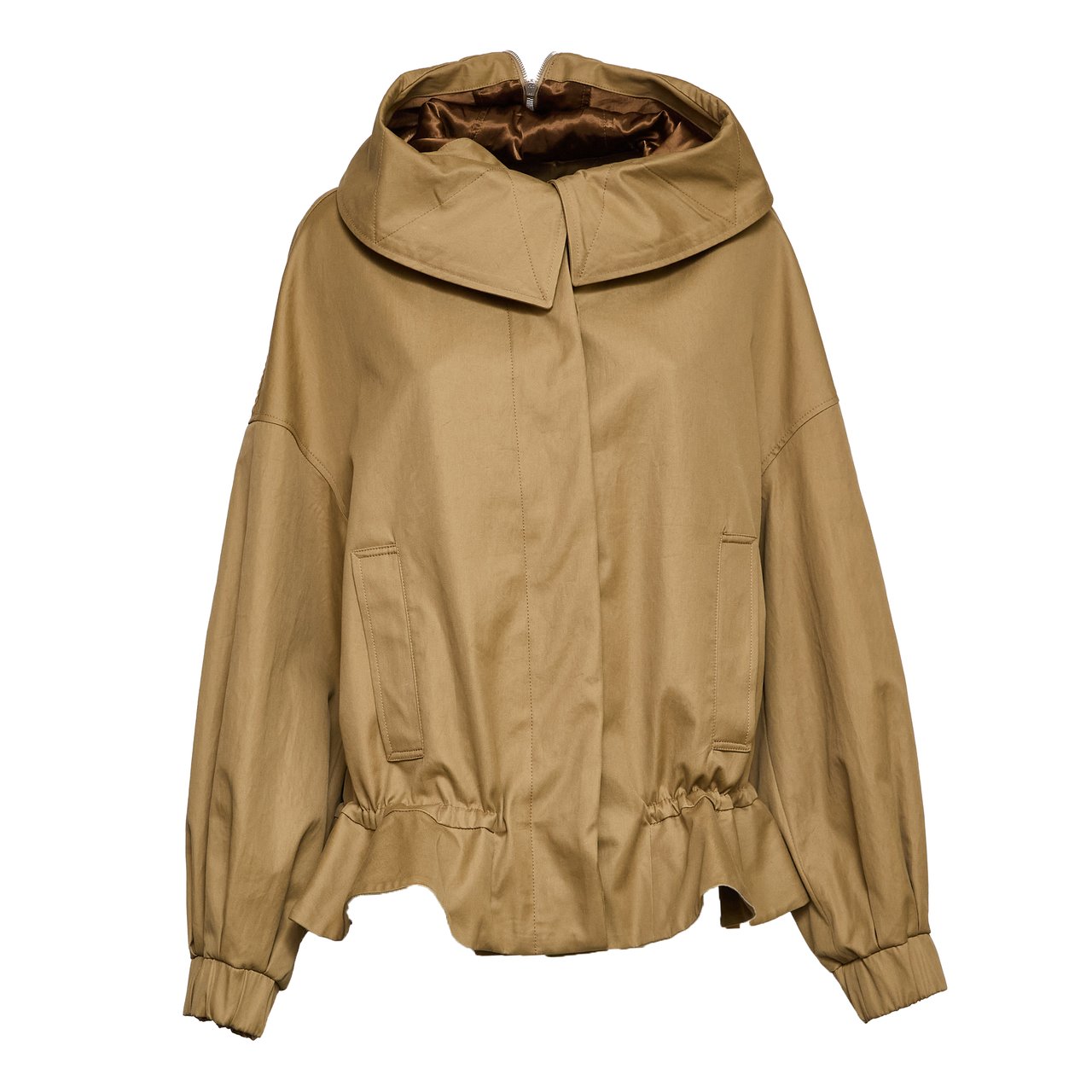 Dries van Noten Villas Hooded Zipped Over Jacket Bruin