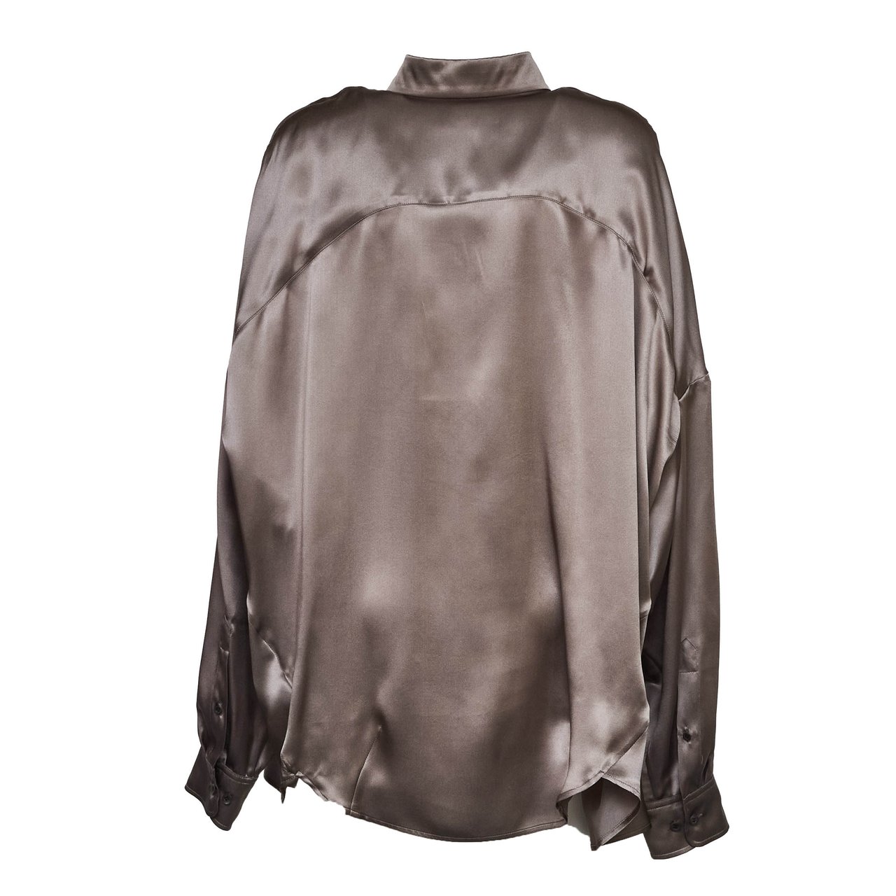 Dries van Noten Casia Stretch Silk Satin Over Shirt Grijs