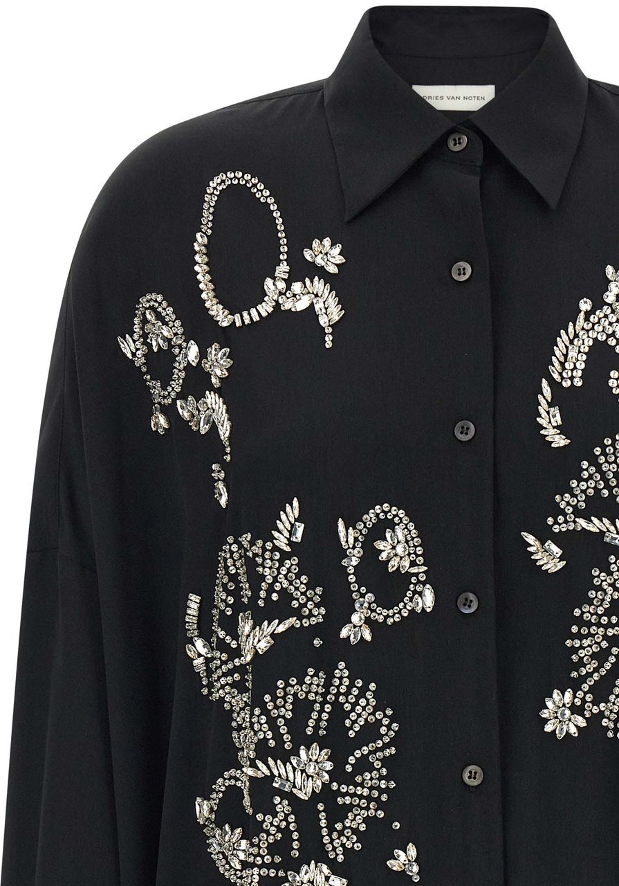 Dries Van Noten Black Polyester Blouse Zwart