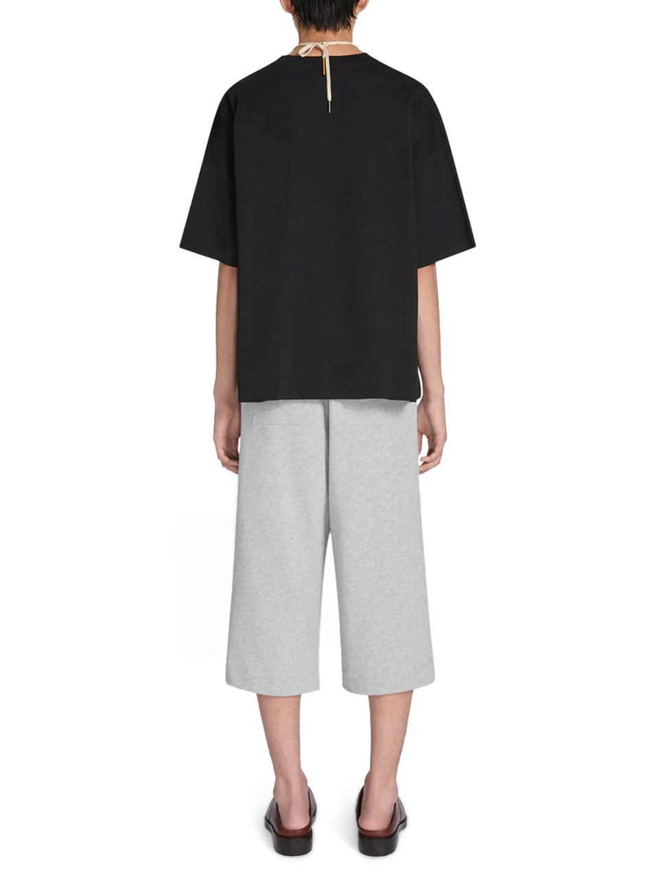 Dries van Noten Boxy-Fit Black Short-Sleeve T-Shirt with Classic Crew Neckline Zwart