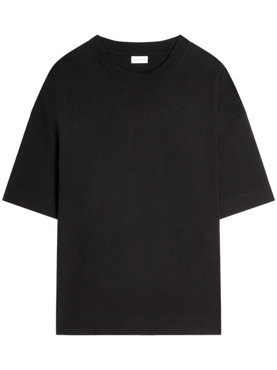Dries van Noten Boxy-Fit Black Short-Sleeve T-Shirt with Classic Crew Neckline Zwart