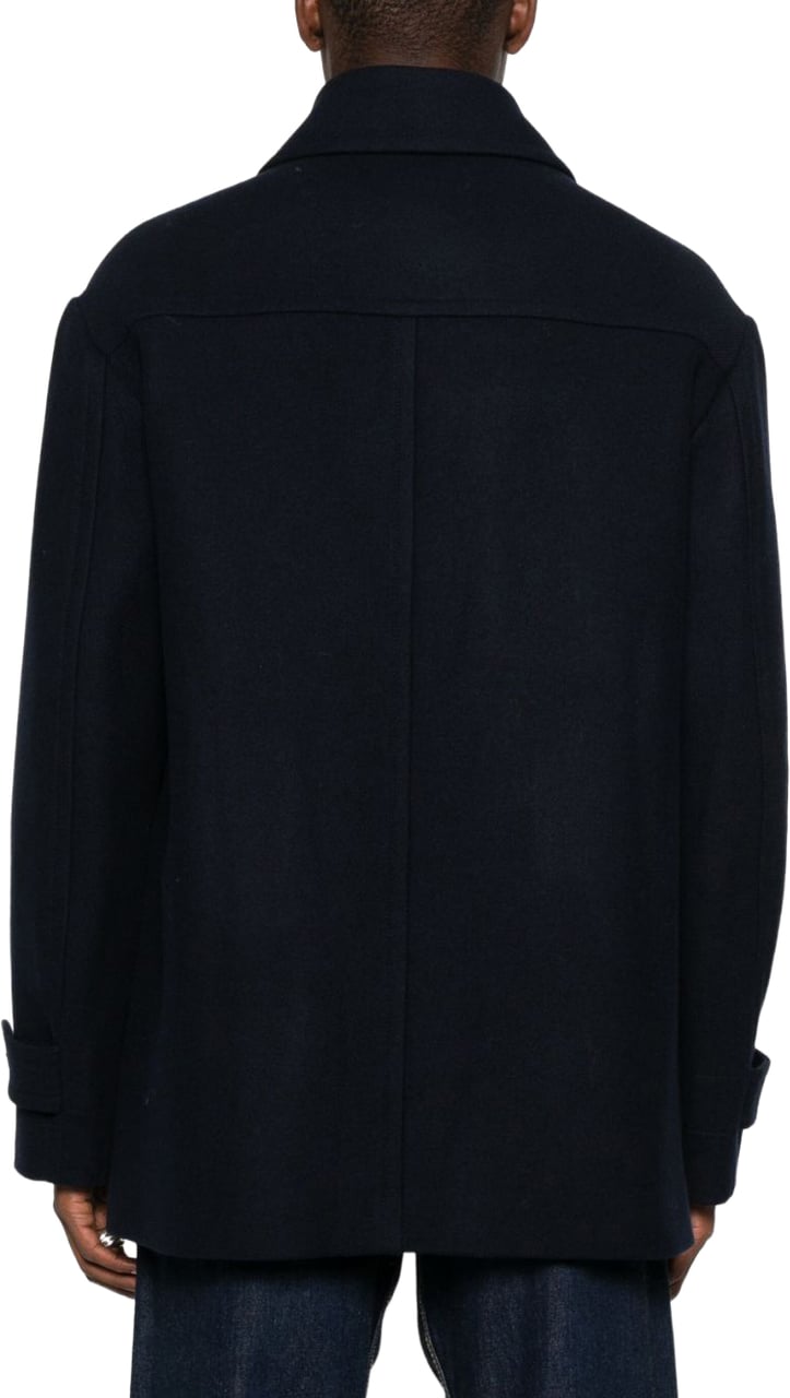 Dries van Noten Button-Down Minimalistic Coat with Patch Pockets Zwart