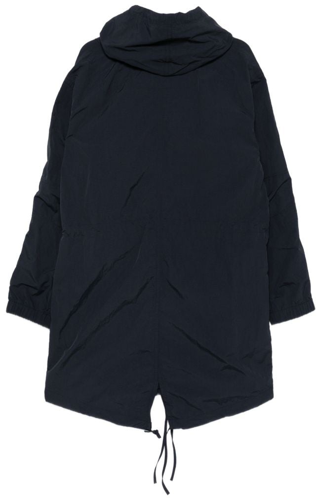 Dries van Noten Blue Hooded Drawstring Flap Pocket Jacket Blauw