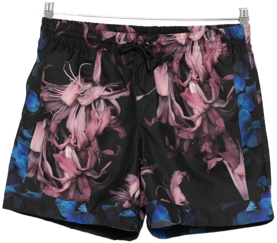 Dries van Noten Floral Print Black Shorts Zwart