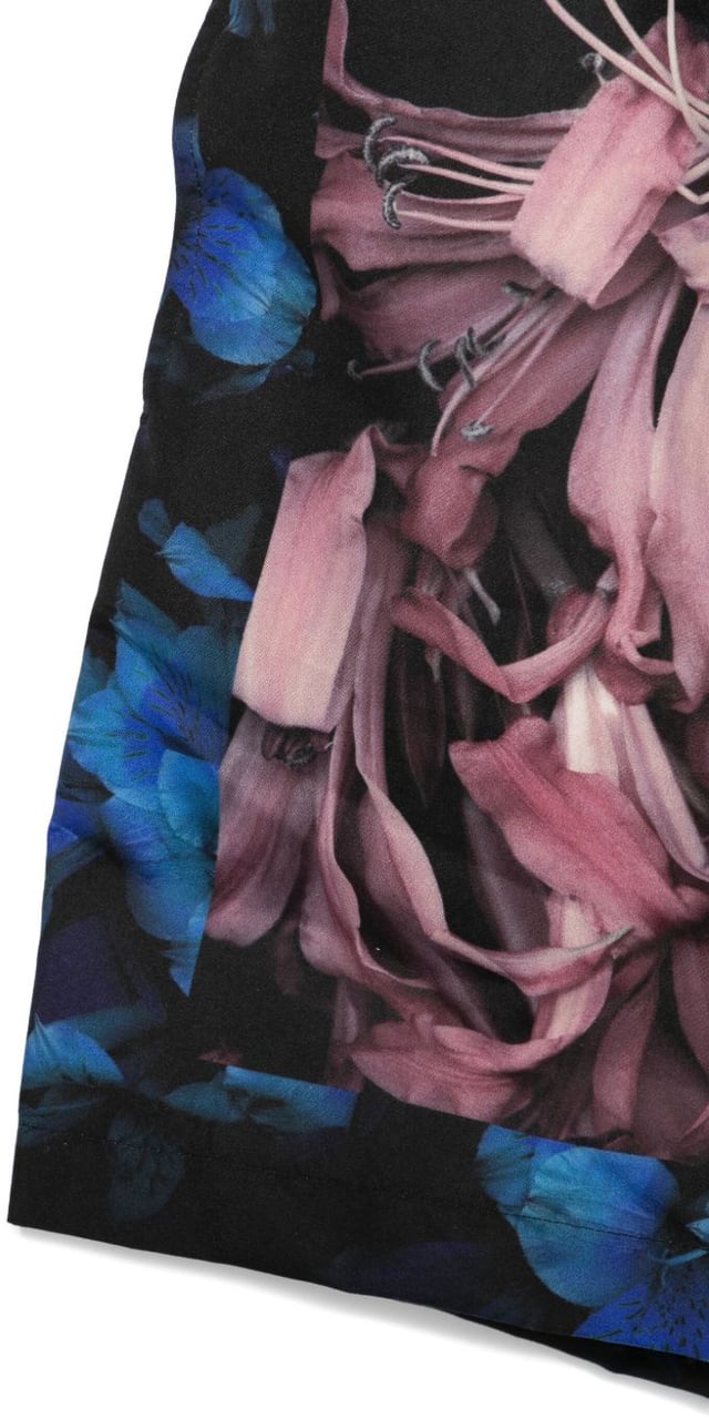 Dries van Noten Floral Print Black Shorts Zwart