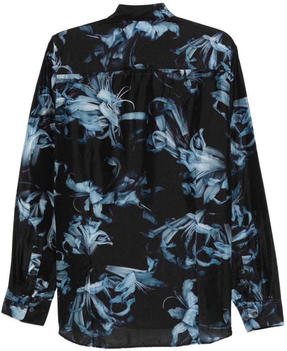 Dries van Noten Floral Print Long-Sleeve Shirt Zwart