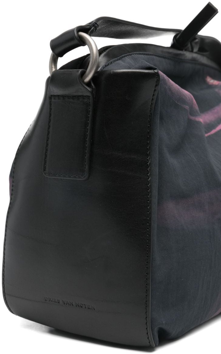 Dries van Noten Rectangular Bags with Dark Floral Print Zwart