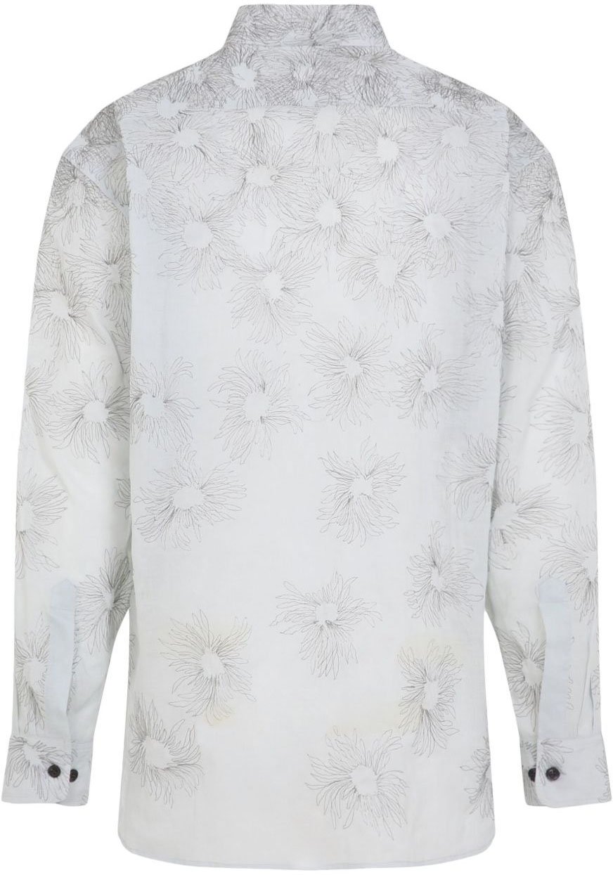 Dries van Noten Floral Patterned Button-Up Shirt Wit