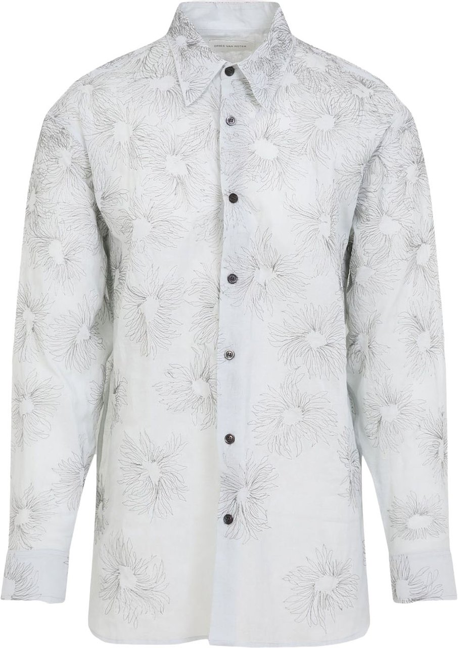 Dries van Noten Floral Patterned Button-Up Shirt Wit