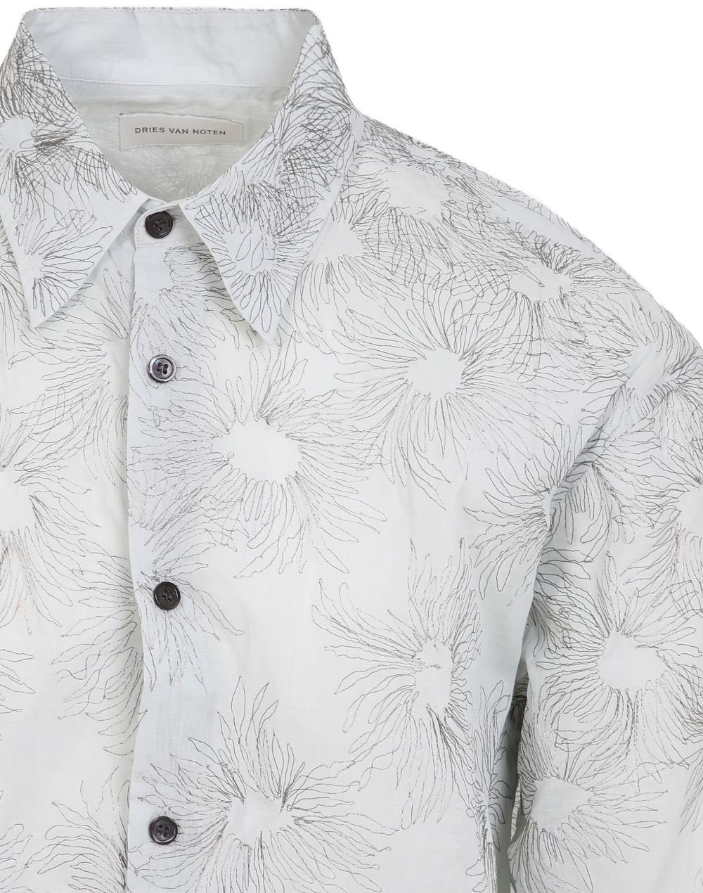 Dries van Noten Floral Patterned Button-Up Shirt Wit