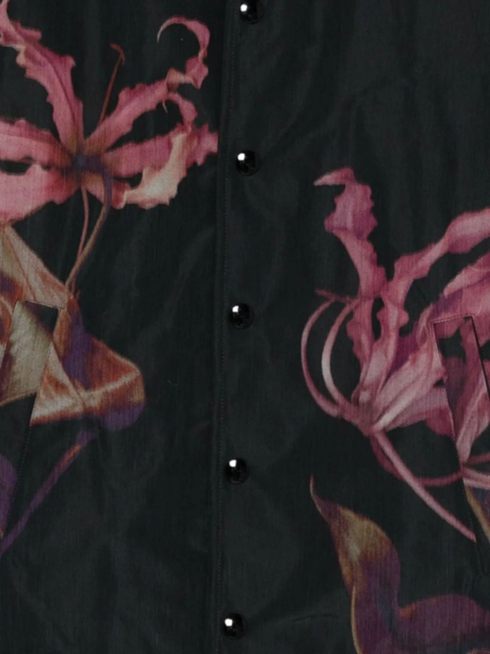 Dries van Noten Printed Vorries Abstract Floral Bomber Jacket Zwart