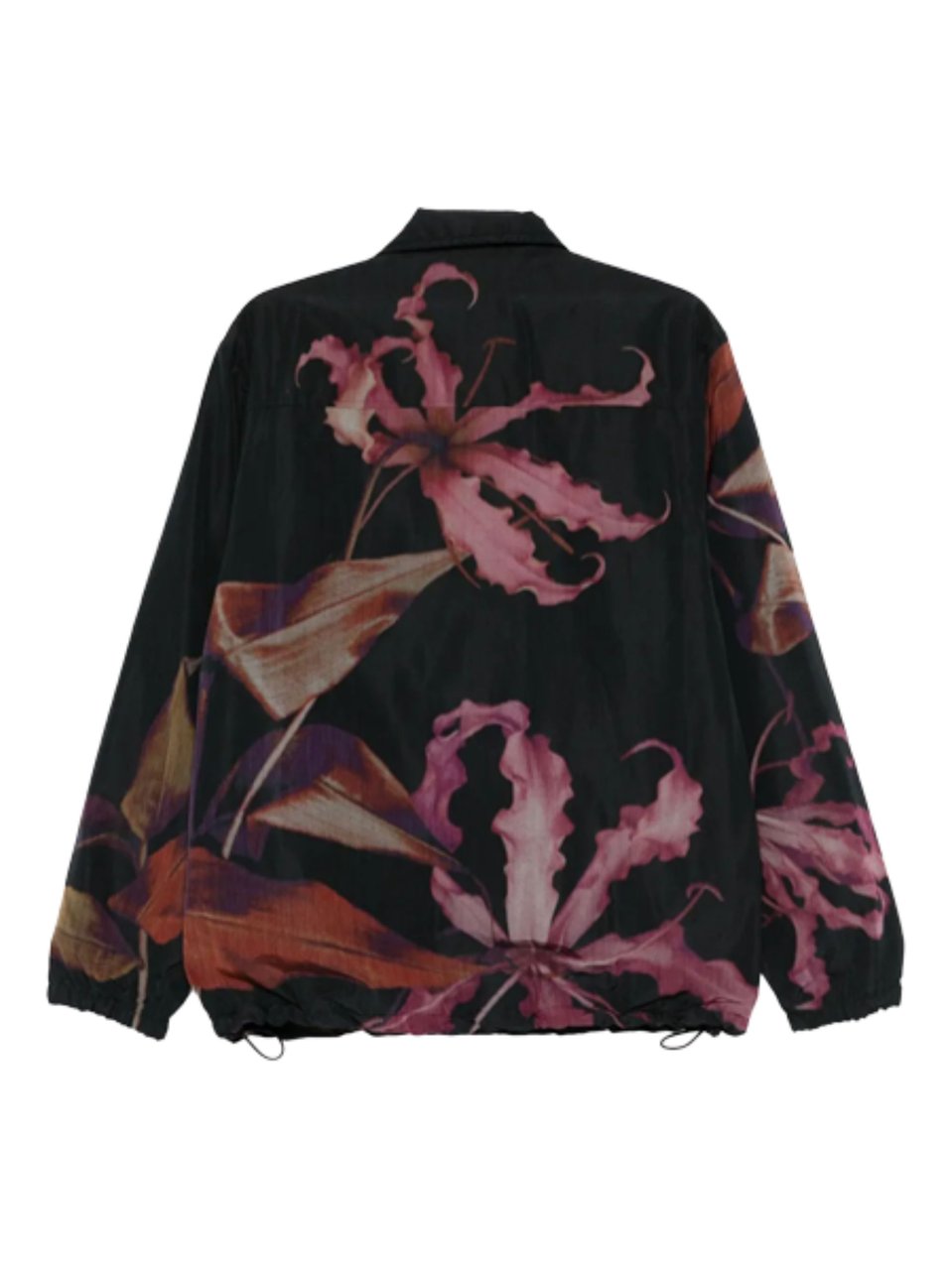 Dries van Noten Printed Vorries Abstract Floral Bomber Jacket Zwart