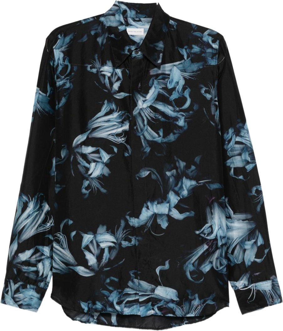 Dries van Noten Shirts Light Blue Zwart