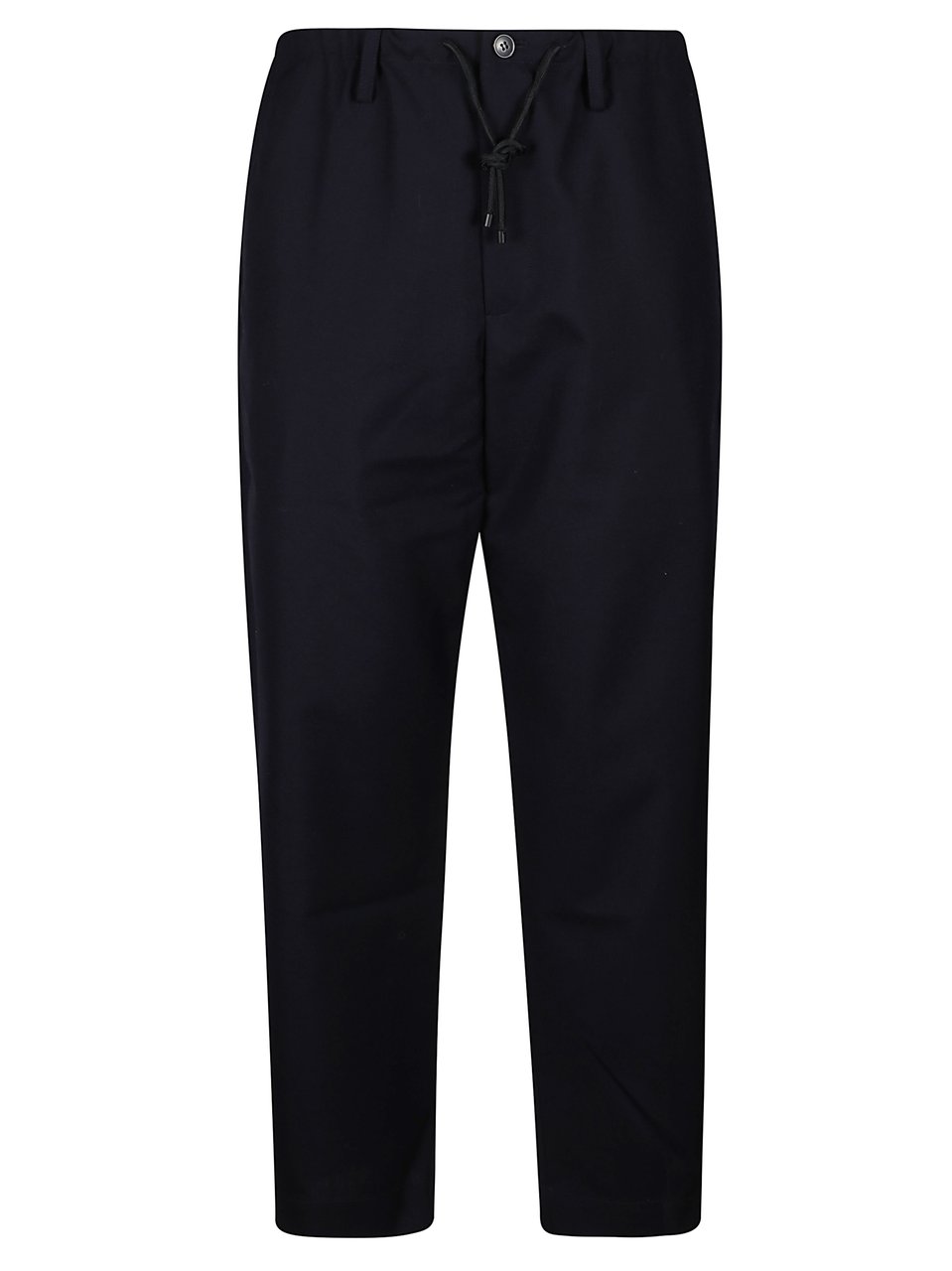Dries van Noten Drawstring Waist Penny Wool Pants With Tailored Silhouette Zwart