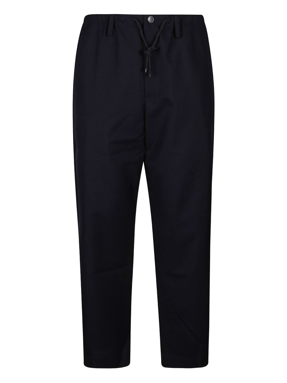 Dries van Noten Drawstring Waist Penny Wool Pants With Tailored Silhouette Zwart