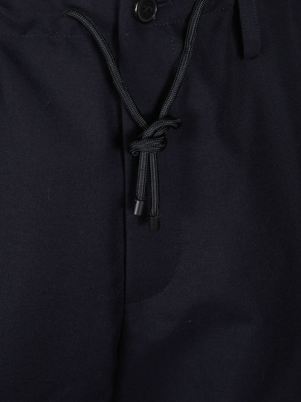 Dries van Noten Drawstring Waist Penny Wool Pants With Tailored Silhouette Zwart