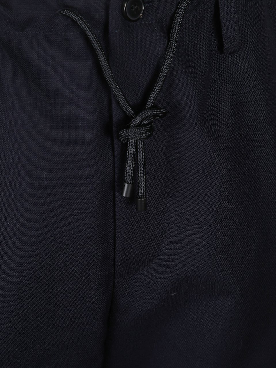 Dries van Noten Drawstring Waist Penny Wool Pants With Tailored Silhouette Zwart
